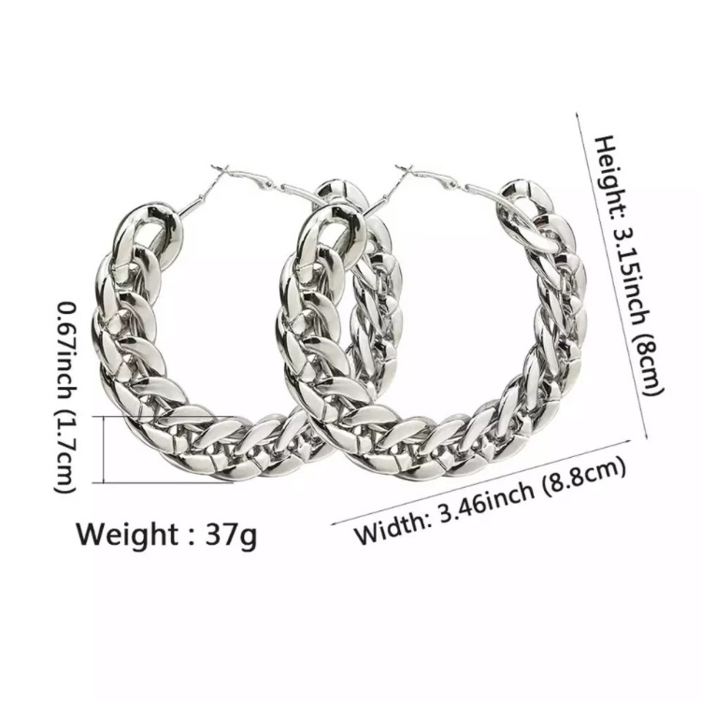 Oversized Large Silver Tone Earrings - Picture 4 of 5